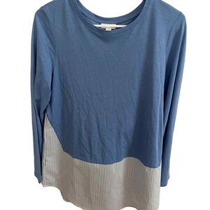 J. Jill Blue White Striped Shirt  Cotton Modal Rayon‎ Blend 109711 Size Small